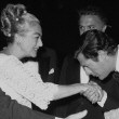 June 25, 1963, at the NYC premiere of Fellini's '8-1/2,' with Marcello Mastroianni.