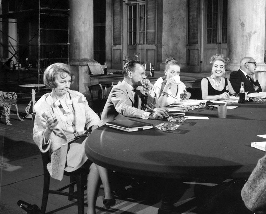 1964. A 'Hush' cast reading with Agnes Moorehead, Joseph Cotten, Bette Davis.