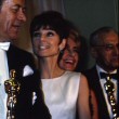 Two color candids at the 4/5/65 Oscars with Harrison, Hepburn, Cukor.