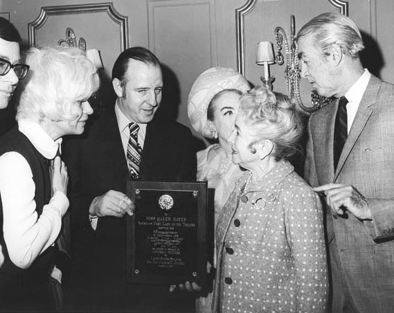 1968. With Carol Channing, Helen Hayes, James Stewart at event honoring Hayes. (Thanks to Bryan Johnson.)