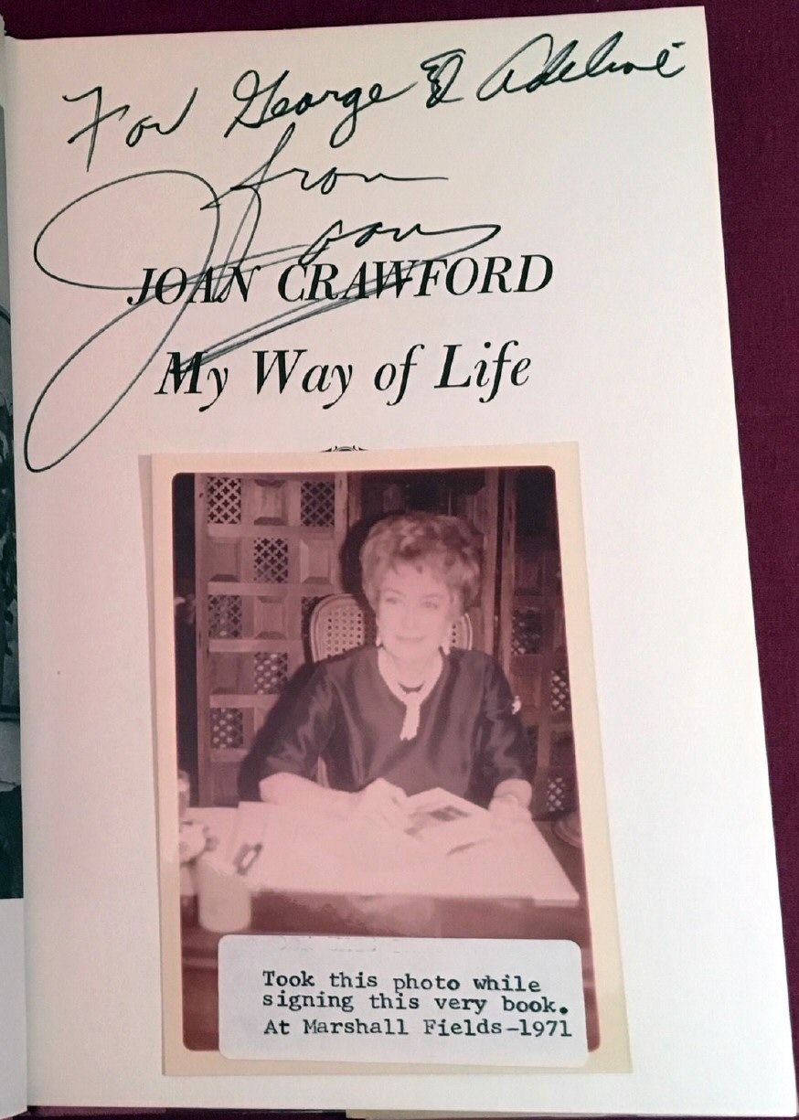 1971. Candid from a 'My Way' signing at a Marshall Fields, shot by a fan as she signed his book.