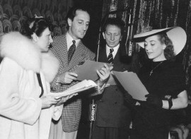 From left: Mrs. Walter Connelly, Basil Rathbone, Sam Jaffee.