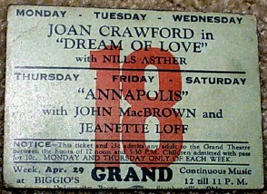 'Dream of Love' movie ticket.