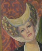 From a medieval-style mural of Hollywood stars by Russian artist V. Ignatieff, commissioned by Paul Bern for his new wife Jean Harlow in 1932. 