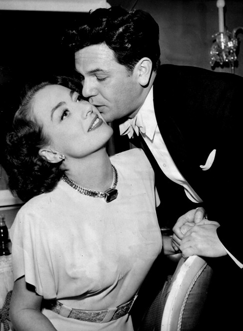 1946. On the 'Humoresque' set with John Garfield.