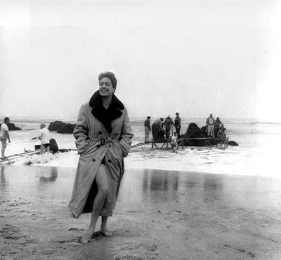 While filming 'Autumn Leaves.'