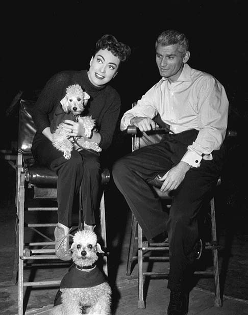 On the 'Female' set, with Jeff Chandler.