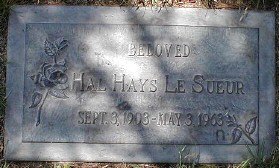 Hal LeSueur's Forest Lawn gravestone.