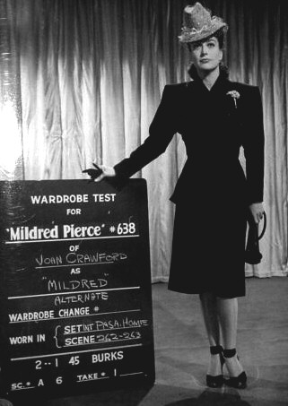 1944. Wardrobe test for 'Mildred Pierce.'