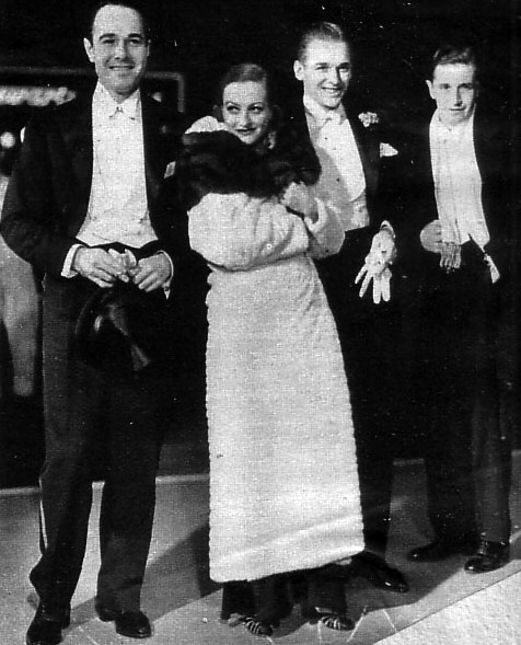 1931. With William Haines, left, and husband Doug Fairbanks, Jr.