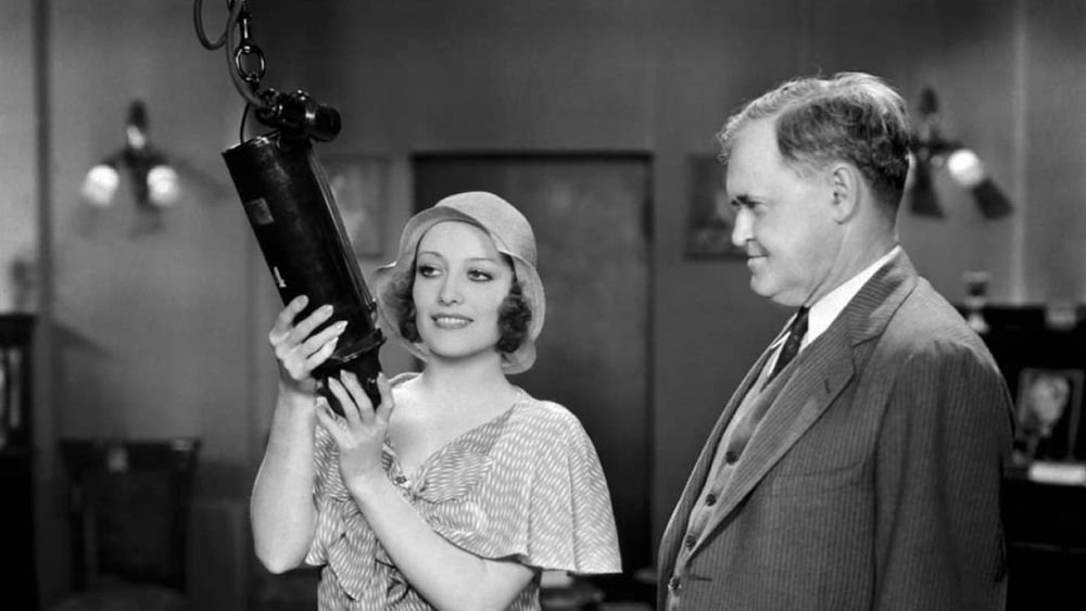 1930. Sound recording on the set of 'Our Blushing Brides.'