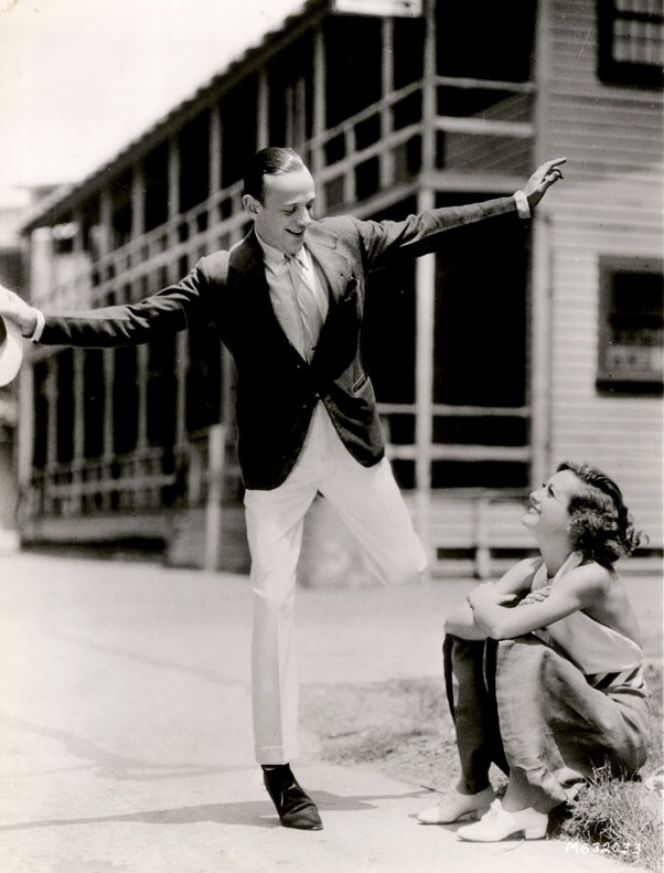 1933. With Fred Astaire on the 'Dancing Lady' set.