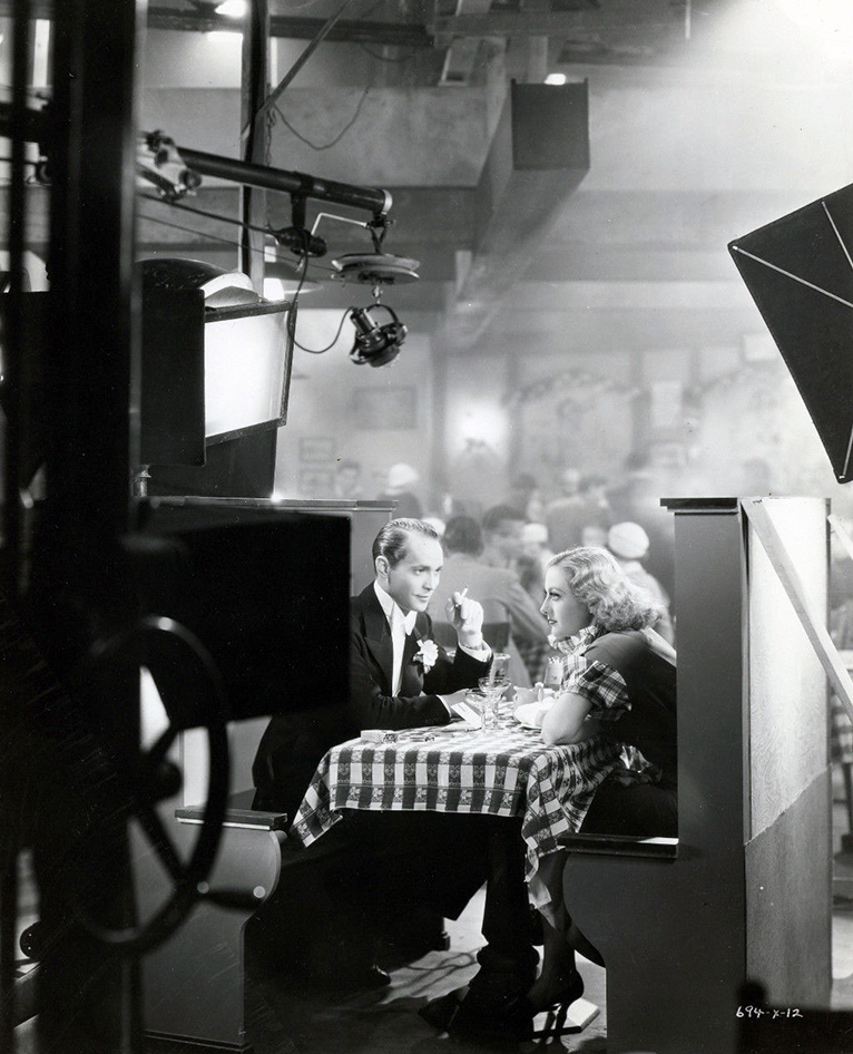 1933. On the set of 'Dancing Lady' with Franchot Tone.