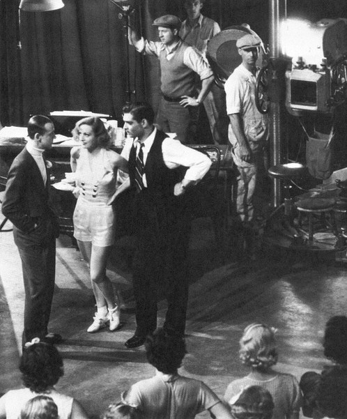 1933. On the set of 'Dancing Lady' with Fred Astaire and Clark Gable.