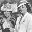 June 22, 1936. Joan and Gloria Swanson pose with polo trophies and, from left, Guinn Williams, Charles Farrell, Lucien Hubbard, director Frank Borzage.