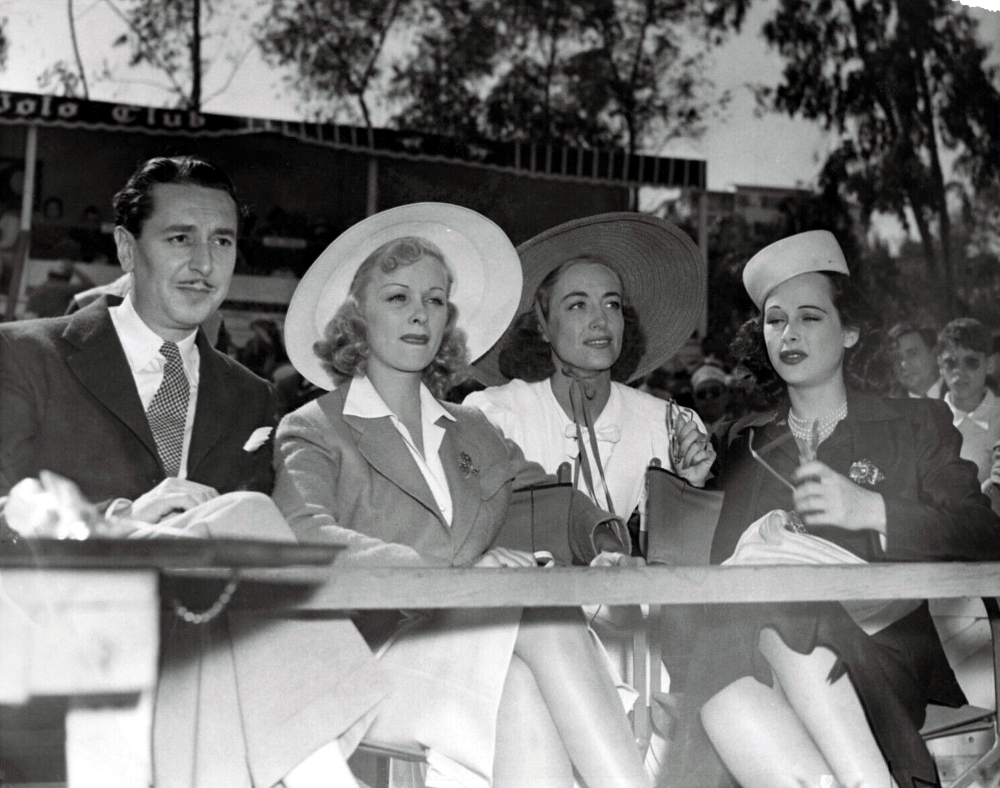 July 1938 at the Will Rogers Memorial Polo Field with Reginald Gardiner, Joan Bennett, and Hedy Lamarr.