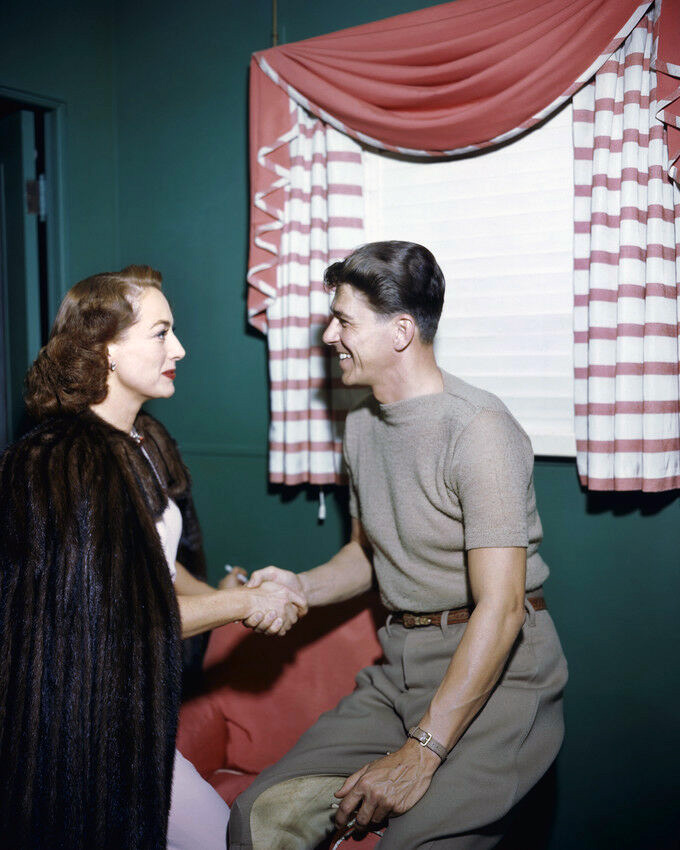 1946. On the set of 'Humoresque' with Ronald Reagan.