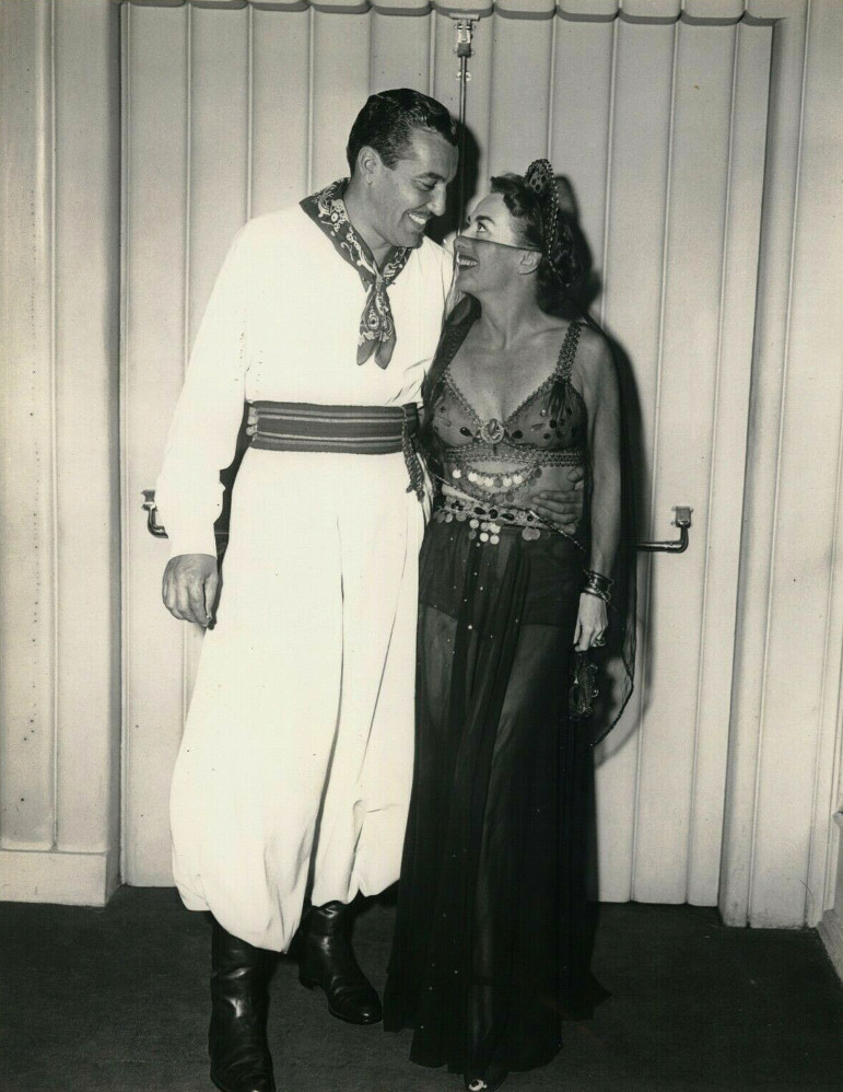 October 1949. With Cesar Romero at the Photographers Ball at Ciro's.