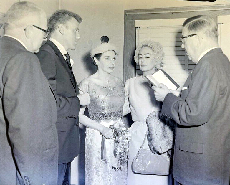 Nov. 7, 1958. Joan is maid of honor at Martha Raye's wedding to Robert O'Shea.