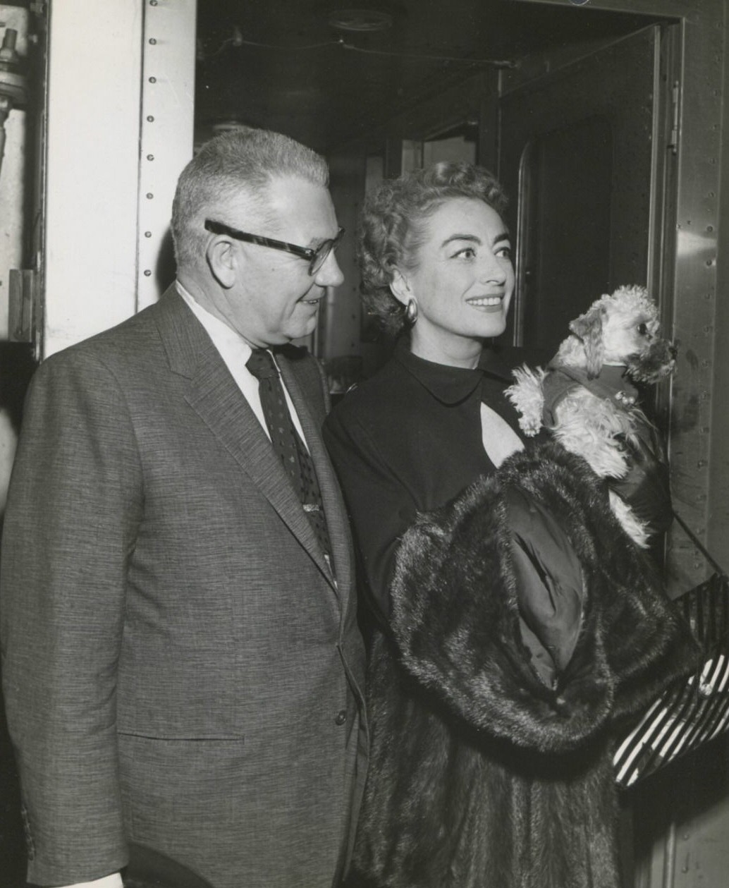 1955 with new husband Al Steele at unknown train station.