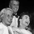 June 1954. At the premiere of 'About Mrs. Leslie' with daughter Christina and Lee Trent.