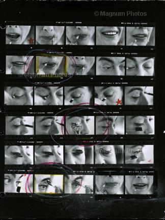 1959. Contact sheet by photographer Eve Arnold.