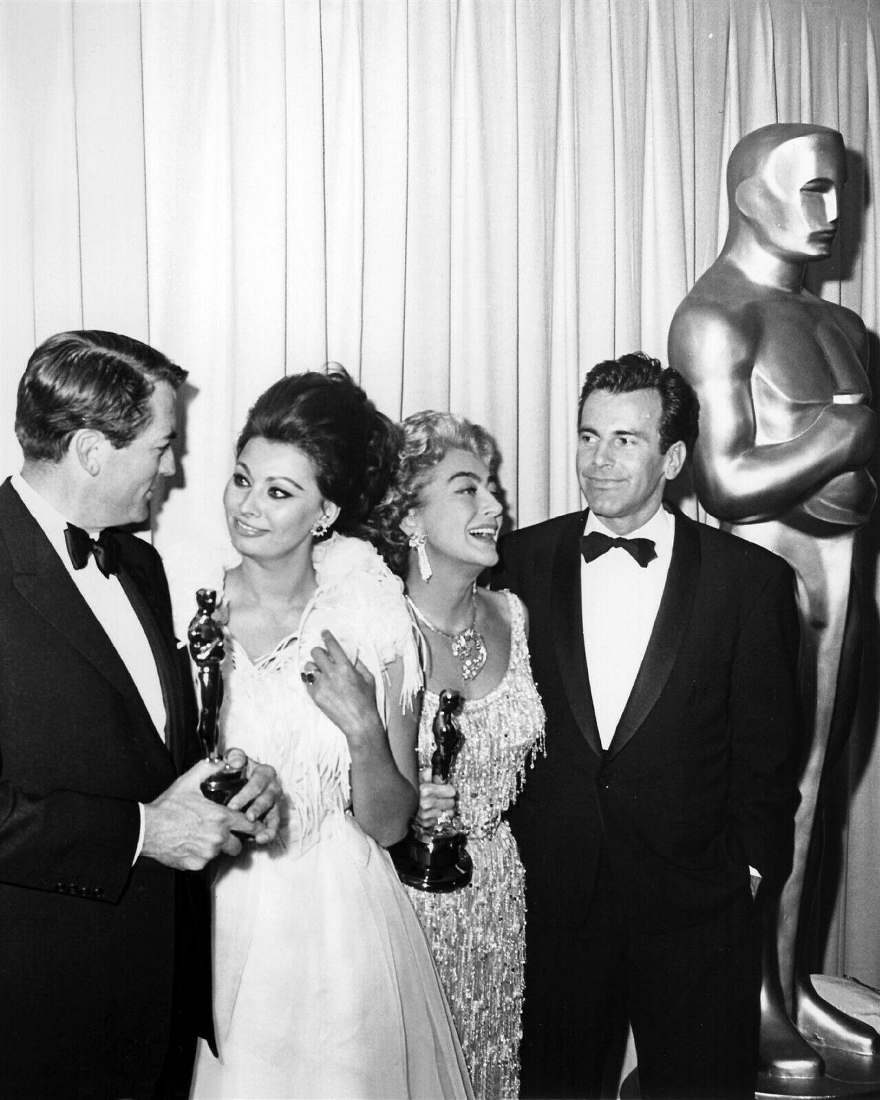 4/8/63. At the Oscars with Peck, Loren, and Schell.