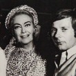 September 1967 in NYC while filming 'Rosemary's Baby.' With Van Johnson, Mia Farrow, Roman Polanski, William Castle.