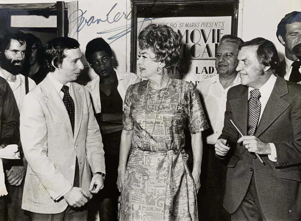 September 9, 1971, with Arnold White (left) and owner Howard Otway at Theatre 80, St. Marks Place, NYC.