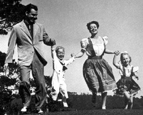 A wartime family frolic: Joan with husband Phillip Terry, son Christopher, daughter Christina.