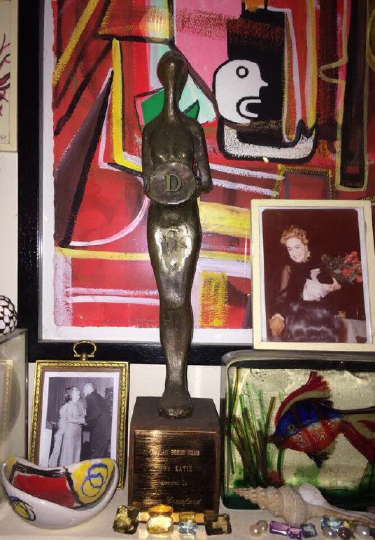 Joan Crawford's 1968 Katie award. From the collection of Ryun E. Johnston.