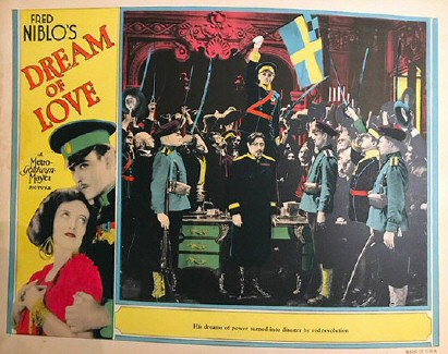 US lobby card. Subtitle: 'His dreams of power turned into disaster by red revolution.'