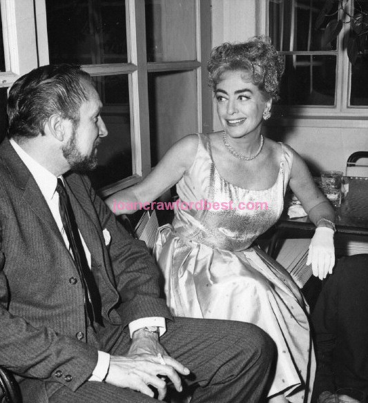 1961. Joan with Vincent Price at a party given by Hedda Hopper. Photo courtesy of David Del Valle, author of the Price book 'The Sinister Image.'